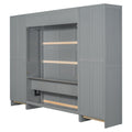 Queen Size Murphy Bed Wall Bed With Closet ,Drawers And Shelves,Gray Queen Gray Mdf Lvl