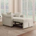 Chenille Convertible Sleeper Chair With Adjustable Backrest, 3 In 1 Lounger Chair Turns Into Bed, Single Bed For Living Room, Beige Beige Chenille