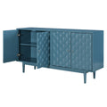 Modern 4 Door Sideboard With Convex Pattern Doors And 2 Silver Handle For Living Room, Dining Room, Kitchen Navy Navy Mdf