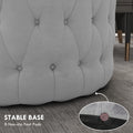 Homcom Button Tufted Ottoman Foot Stool With Velvet Feel Upholstery, Gray Light Gray Polyester