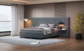 Full Size Upholstered Platform Bed With Big Headboard, Bedroom Furniture, Velvet, Gray Full Gray Plywood