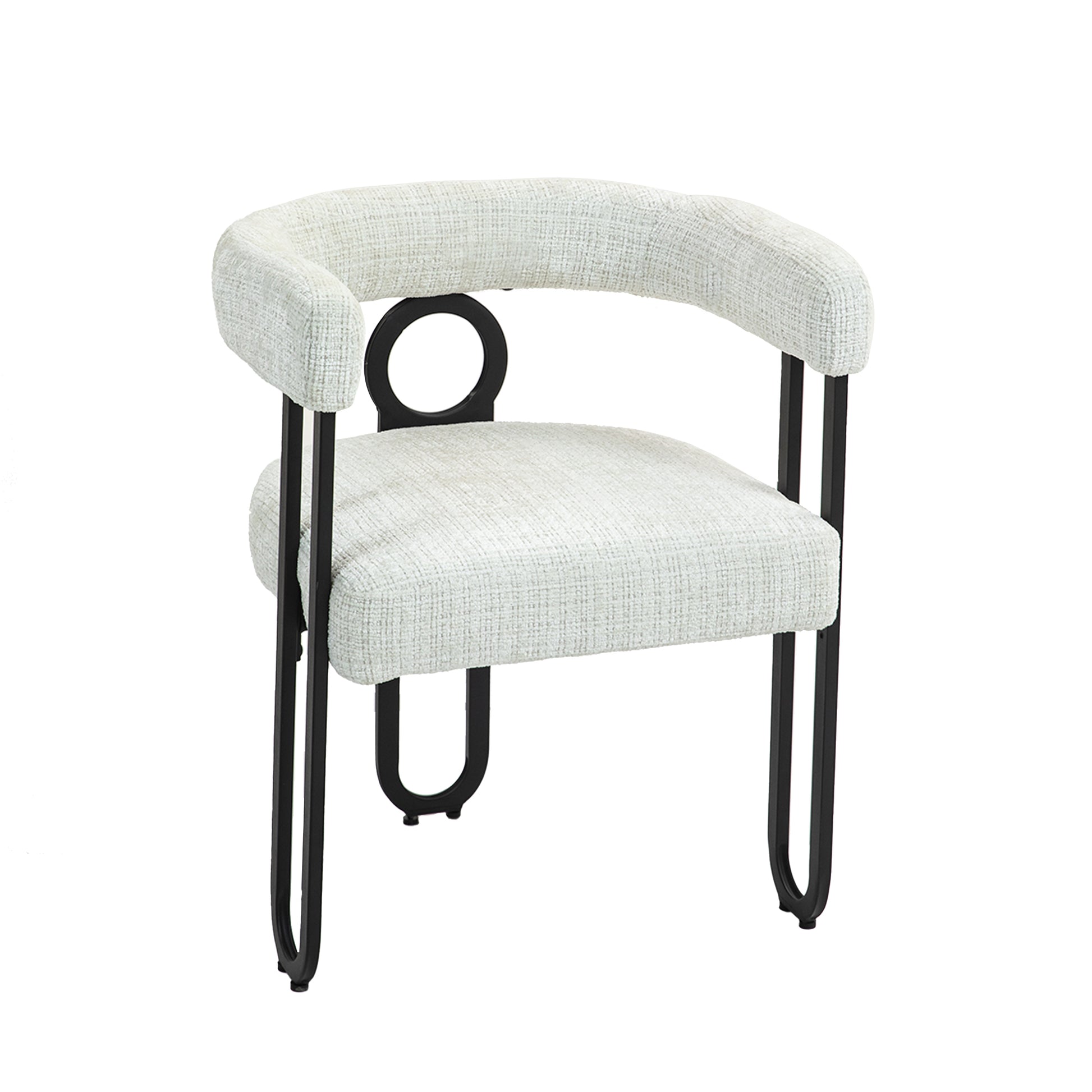 Coolmore Contemporary Designed Chenille Fabric Upholstered Accent Dining Chair Barrel Side Chairs Kitchen Armchair For Living Room Set Of 2 Beige Chenille Beige Dining Room Foam Chenille