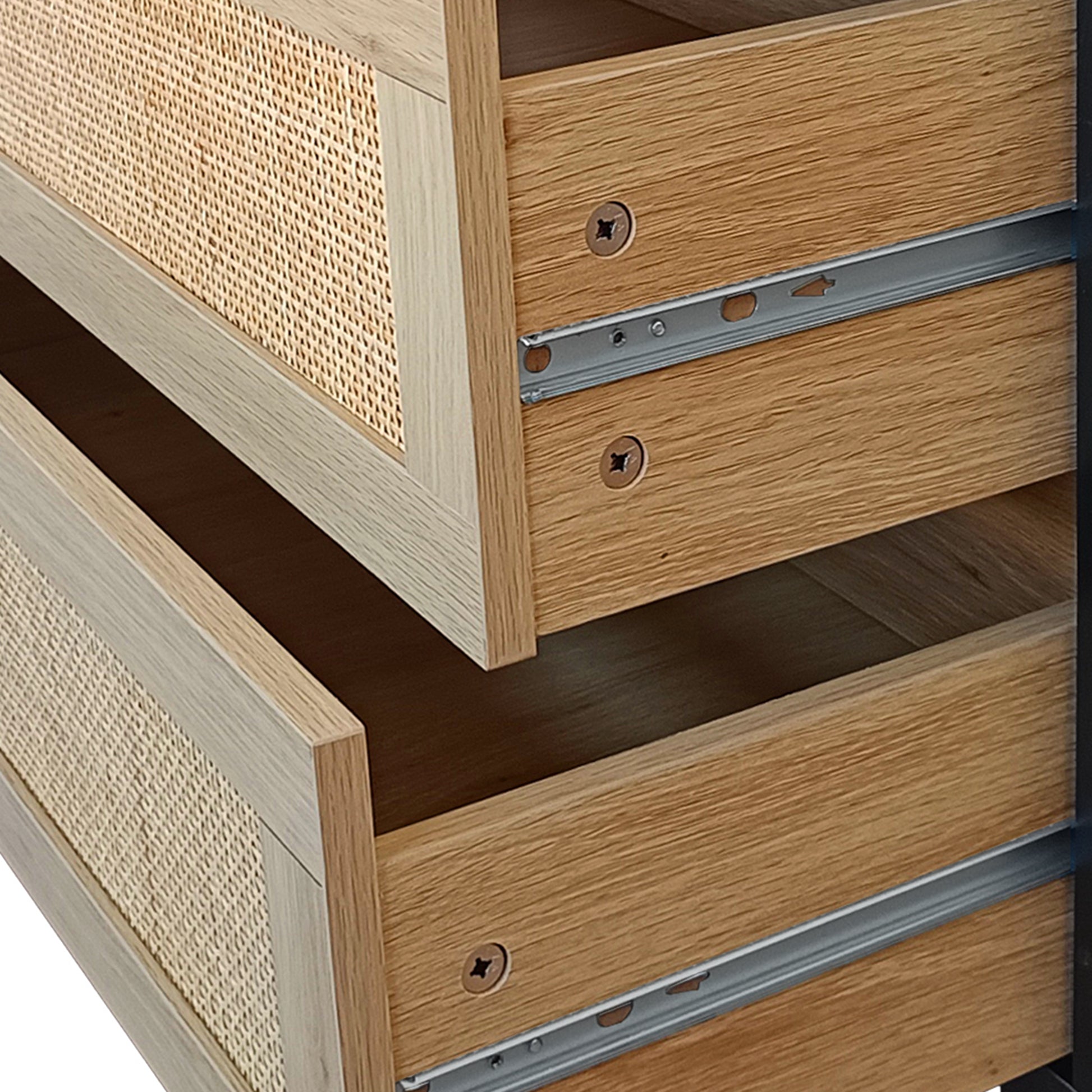 51.18"6 Drawers Rattan Storage Cabinet Rattan Drawer,For Bedroom,Living Room,Natural Same Sku:W75784346 Natural Mdf