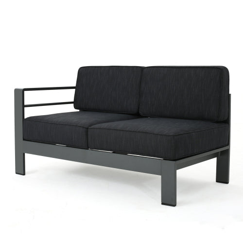 Cape Coral Outdoor Aluminum Sectional Sofa Set Dark Gray Aluminium