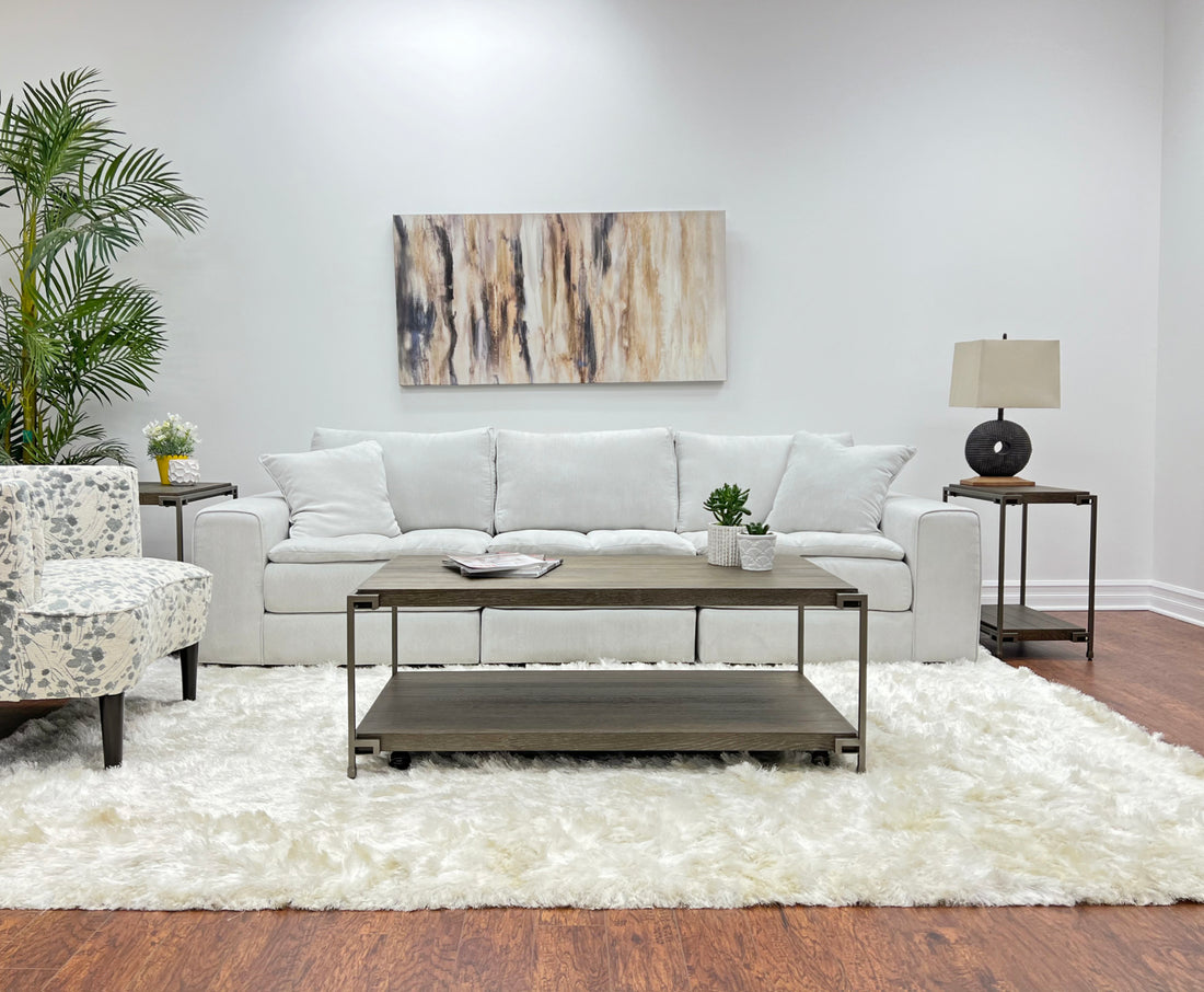 Corbeta 3 Piece Metal Frame Wood Living Room Coffee Table And 2 Chairside Tables Set, Aged Graphite Brown Primary Living Space Coffee & End Tables Rectangular Metal