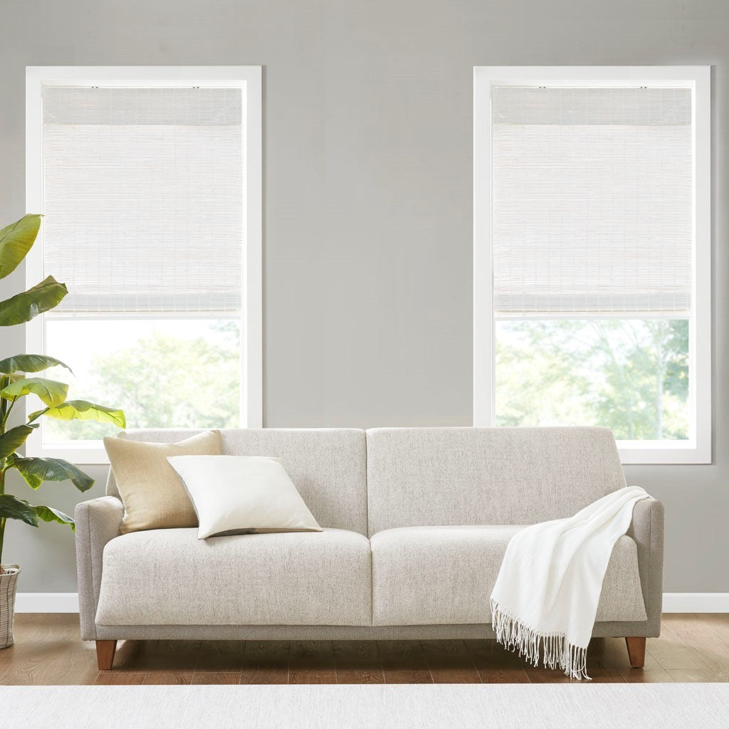 Bamboo Light Filtering Roman Shade 64"L White Bamboo