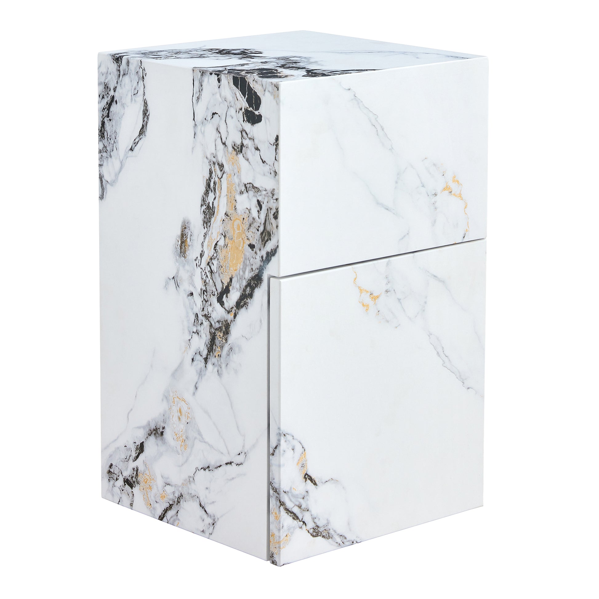 Compact Mdf Coffee Table: 11.81X11.81X19.69 Inches, Stylish Texture Design White Mdf