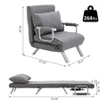 Homcom Single Person Folding 5 Position Convertible Sofa Bed Sleeper Chair Chaise Lounge Couch W Pillow & Steel Frame For Home Office, Light Grey Light Grey Fabric 1 Seat