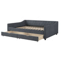 Full Size Daybed With Drawers Upholstered Tufted Sofa Bed, With Button On Back And Piping On Waved Shape Arms Dark Grey Full Dark Grey Wood Fabric