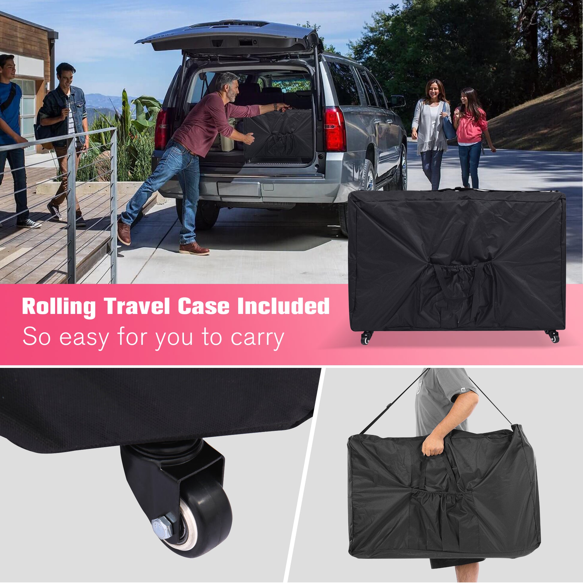 Massage Table Portable Massage Bed Lash Bed With Carrying Case Spa Table Height Adjustable, Salon Bed Face Cradle Bed Rose Faux Leather