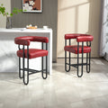 Coolmore Bar Stools Set Of 2, Modern Bar Stool With Back, Black Metal Frames, Upholstered Bar Stools For Kitchen Island, Pub, Club Wine Red Pu Wine Red Dining Room Foam Pu Leather