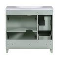 36 Inch Bathroom Vanity, Transitional Style Bathroom Cabinet With Resin Sink, Green Single Bathroom Cabinet, With 2 Drawers And 1 Adjustable Storage Shelf, 2 Soft Close Doors Green Bathroom Solid Wood Mdf Resin