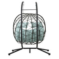2 Persons Egg Chair With Stand Indoor Outdoor Swing Chair Patio Wicker Hanging Egg Chair Hanging Basket Chair With Stand For Bedroom Living Room Balcony Gray Steel