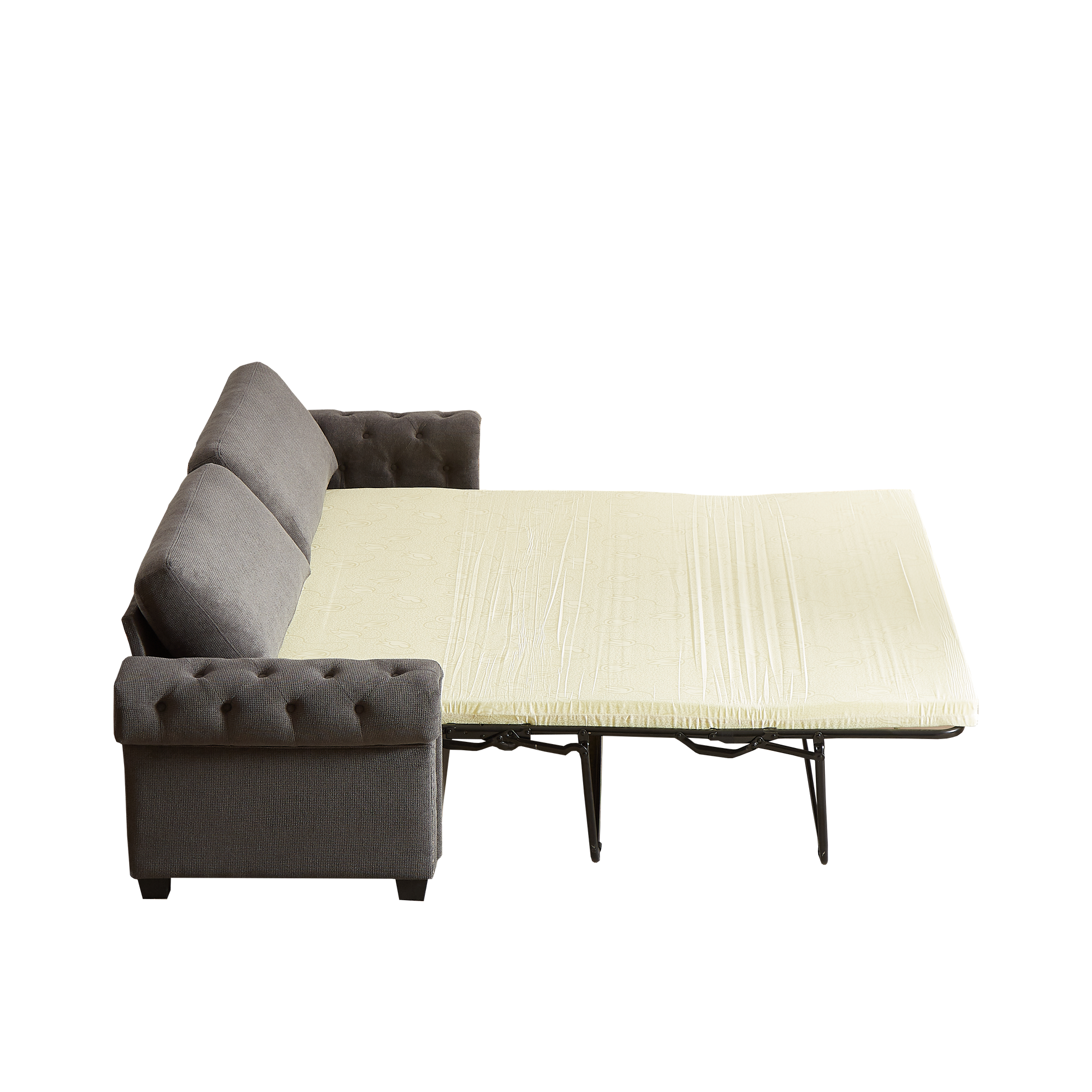 Fx 83.8" Convertible Sleeper Sofa Bed, 2 In 1 Pullout Sofa Bed, Polyester Sleeper Sofa Bed With Folding Mattress, Living Room Pullout Sofa Bed, Apartment Small Space Sofa Sleeper Gray Polyester Foam Fabric 3 Seat