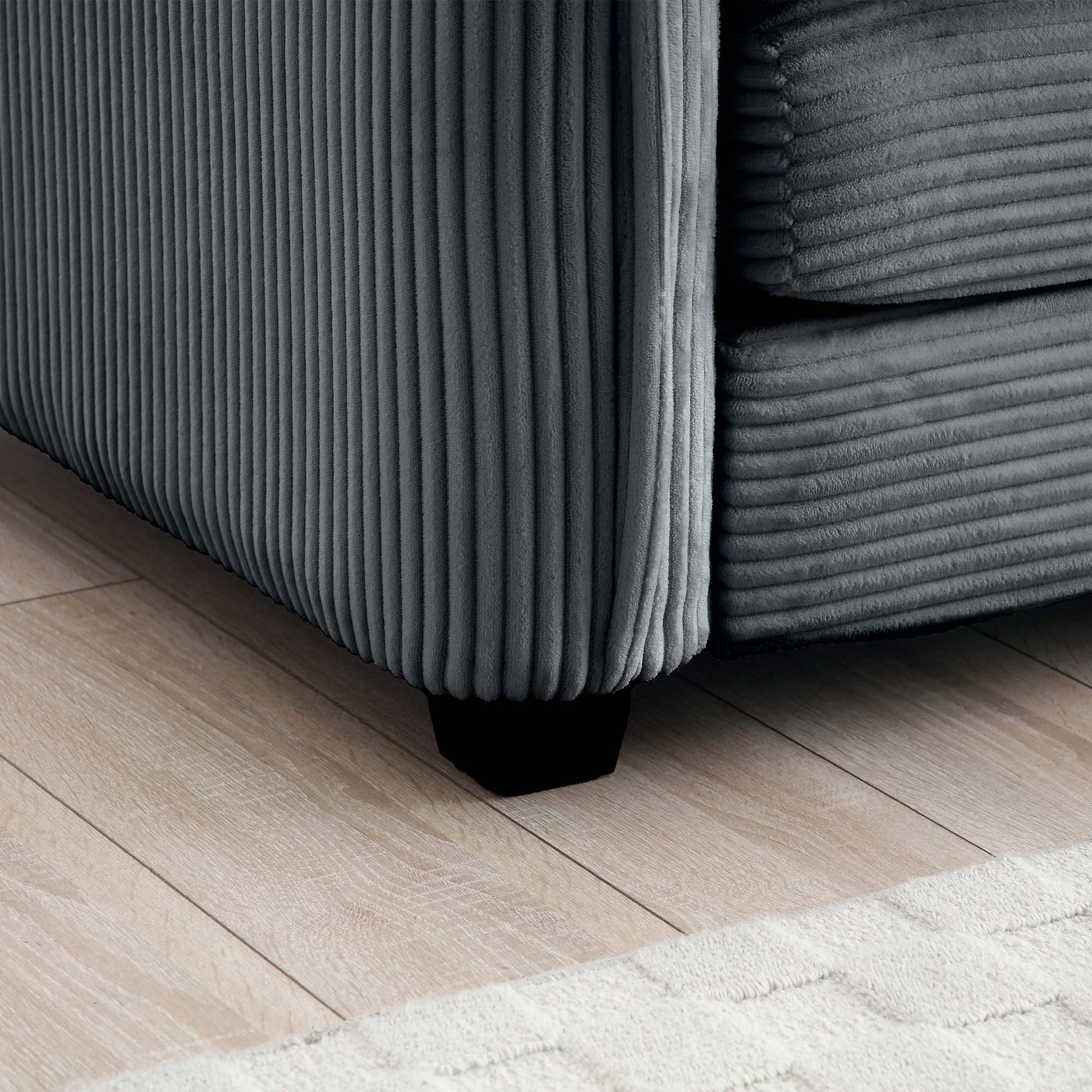 Over Size U Shape Corduroy Sofamodern Upholstered 4 Seater Sofa With 2 Ottomans, Premium Soft Corduroy Fabric Sofa Grey Corduroy 4 Seat