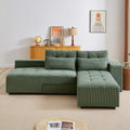 Convertible 3 In 1 Sleeper Sofa And Sectional Sofa With 4 Storage Space For Living Room,Corduroy Couch With 4 Pillows,Corduroy Army Green Corduroy 3 Seat
