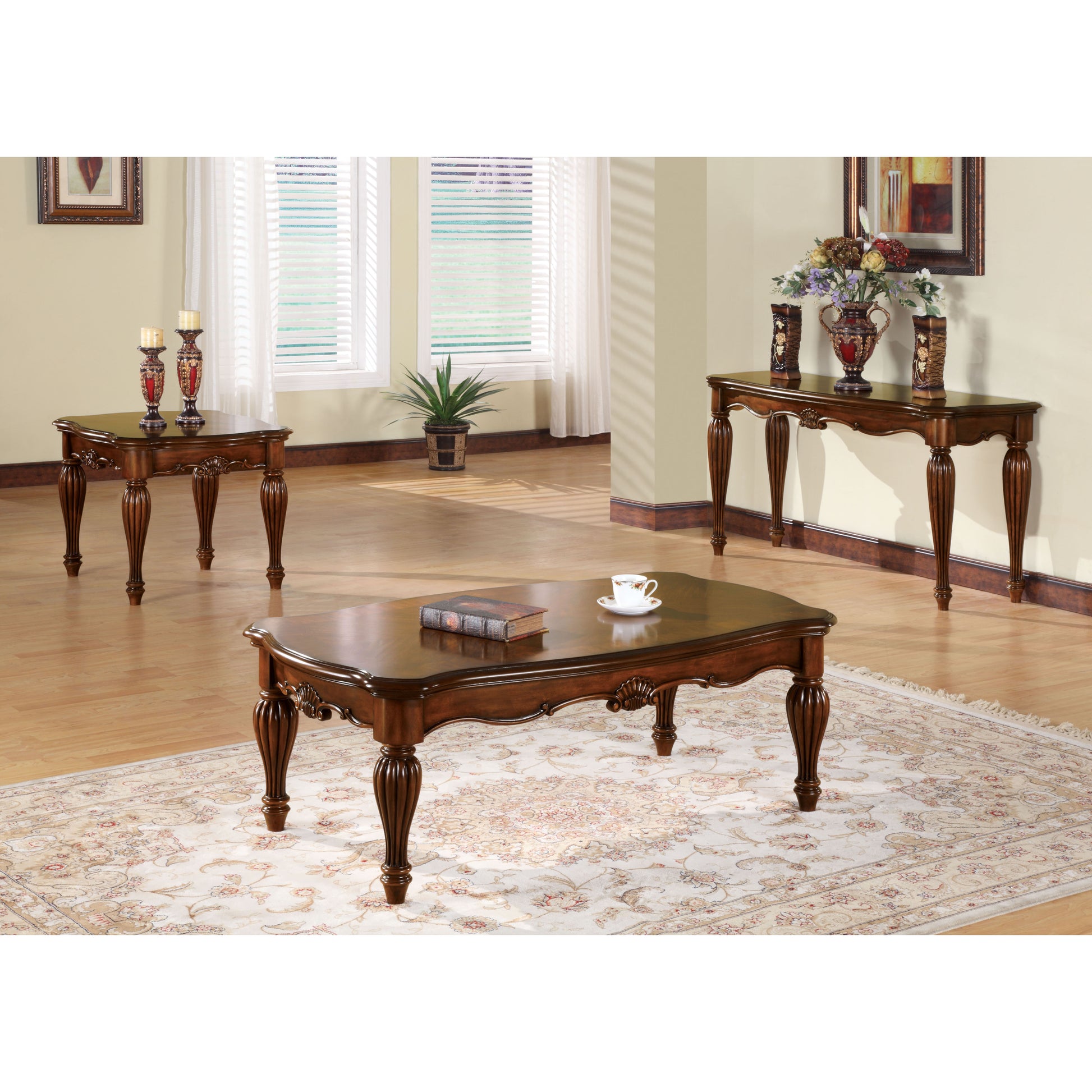 Cherry Rectangle Coffee Table With Turned Legs Cherry Primary Living Space Traditional Cherry Coffee & End Tables Rectangular Wood