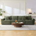 4 Seats Complimentary 2 Pillows ,Oversized Sectional Sofa,L Shaped Corner Couch With Detachable Seat & Back Cushion, Corduroy Upholstery Convertible Sleeper Sofa&Couch For Living Room Green Fabric 4 Seat
