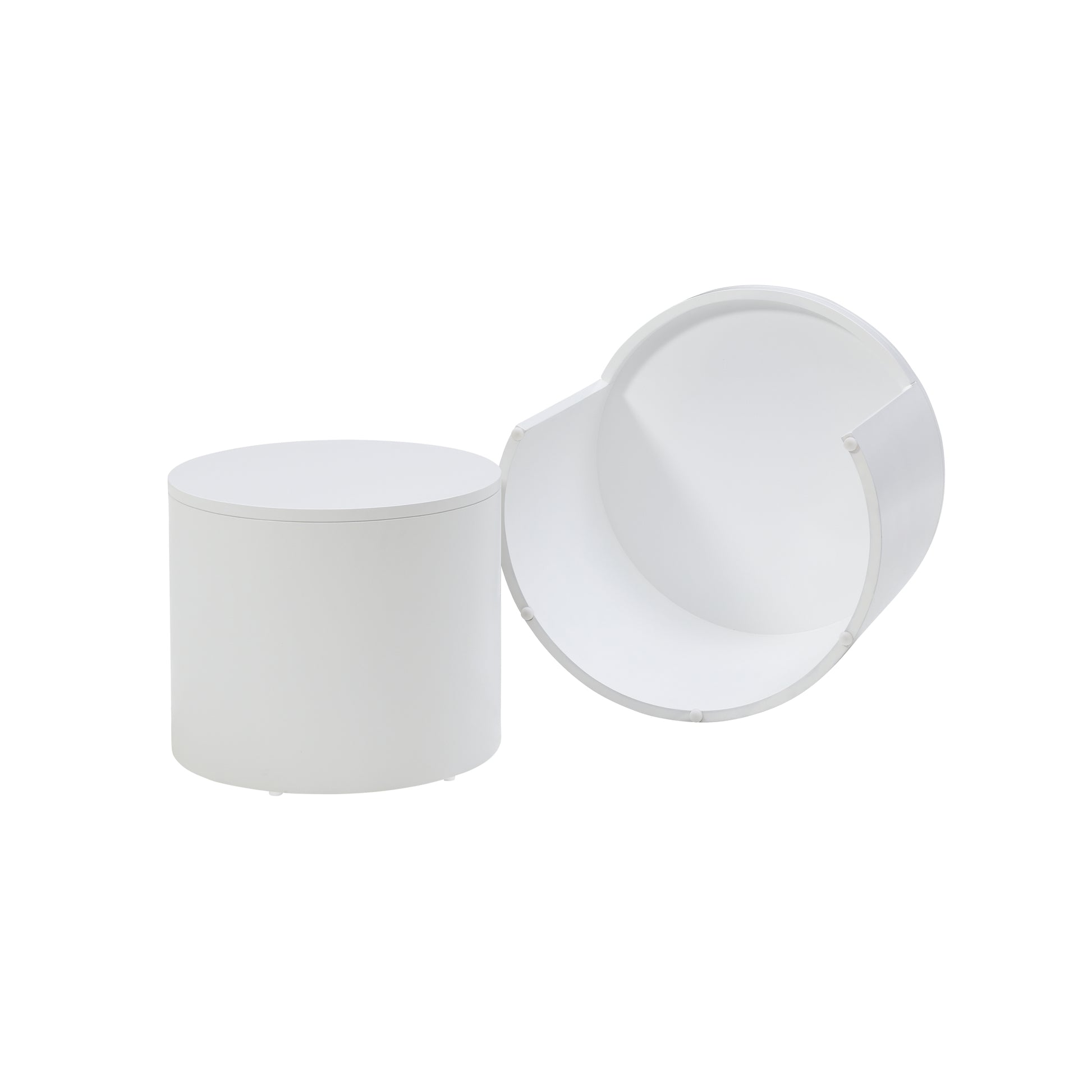 Coffee Tables,Mdf With Ash Oak Walnut Veneer Side Table Coffee Table End Table Nesting Table Set Of 2 For Living Room,Office,Bedroom, White, 2Colors White Primary Living Space Modern Coffee & End Tables Round Mdf