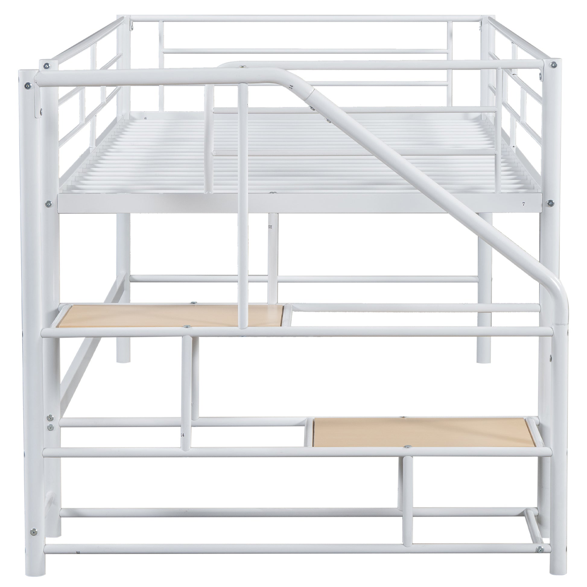 Mid Loft Bed With Storage Stairs, Twin, White Twin White Mdf Metal