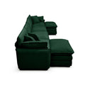 Over Size U Shape Corduroy Sofamodern Upholstered 4 Seater Sofa With 2 Ottomans, Premium Soft Corduroy Fabric Sofa Green Corduroy 4 Seat