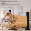 Homcom 2 In 1 Portable Electric Tower Heater, Oscillating Space Heater For Indoor Use With Remote Control, 8H Timer, Three Heating Modes High, Low, Fan , 750W 1500W, Black Black Plastic