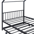 Twin Size Metal House Bed With Twin Size Trundle, Black Twin Black Metal