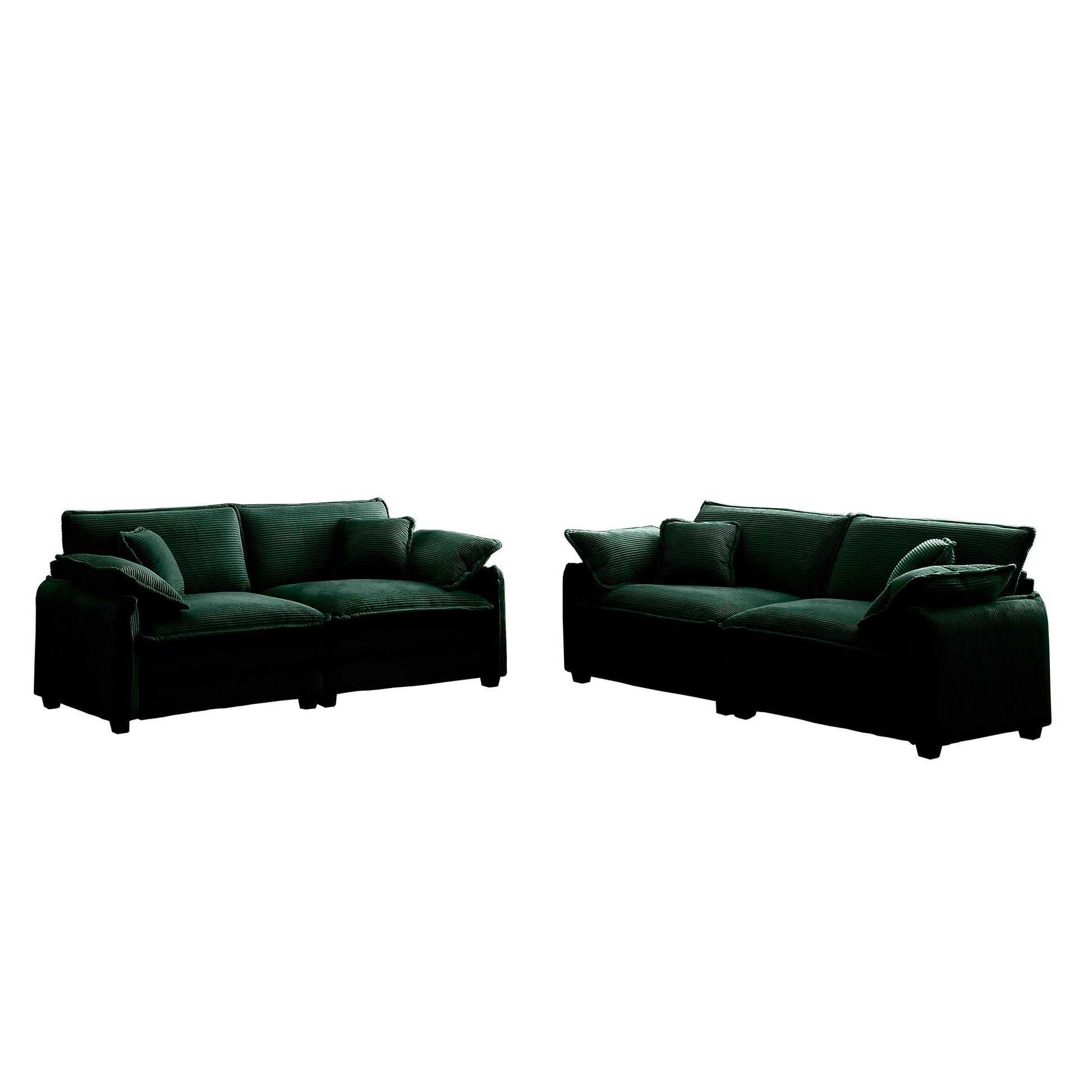 Modern Living Room Sofa Two Piece Set, Suitable For Living Room And Bedroom Sofa Set, Consists Of Two Pieces Of 2 Seater Sofa,Green Corduroy Green Corduroy 4 Seat