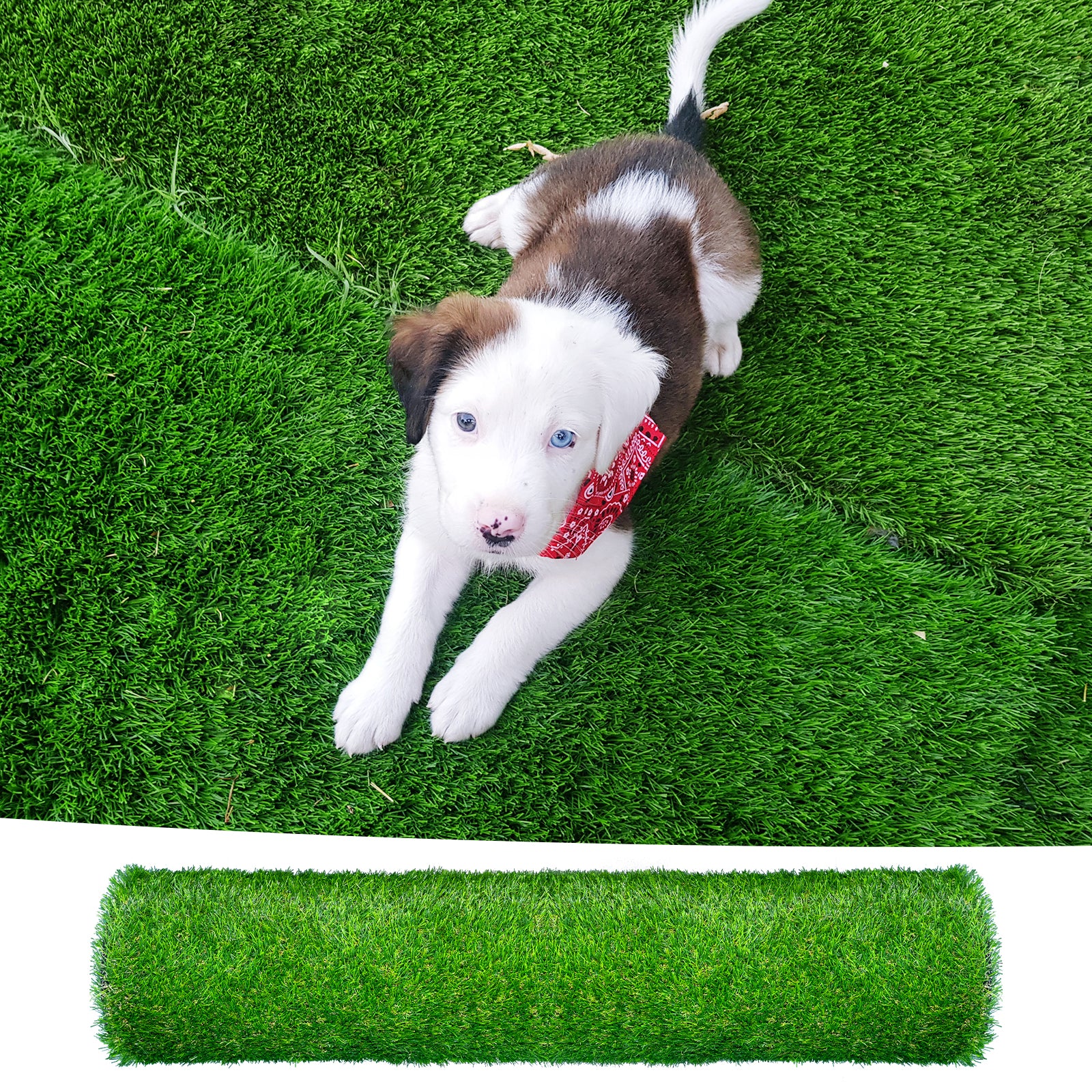 2Pack 3.3Ftx10Ft Artificial Grass Realistic Synthetic Thick Fake Faux Grass Rug Astroturf Carpet Landscape For Dogs Indoor Outdoor Garden Lawn Mat, With Drainage Holes Green Polypropylene