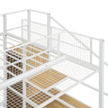Twin Over Full Metal Bunk Bed With Wire Shelving And Lateral Storage Ladder And Wardrobe, White White Metal