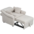 Chenille Convertible Sleeper Chair With Adjustable Backrest, 3 In 1 Lounger Chair Turns Into Bed, Single Bed For Living Room, Beige Beige Chenille