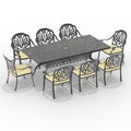 Cushions In Random Colors 9 Piece Set Of Cast Aluminum Patio Furniture With Cushions Yes Dining Set Black Seats 8 Rust Resistant Frame Water Resistant Cushion Garden & Outdoor Complete Patio Sets Aluminium