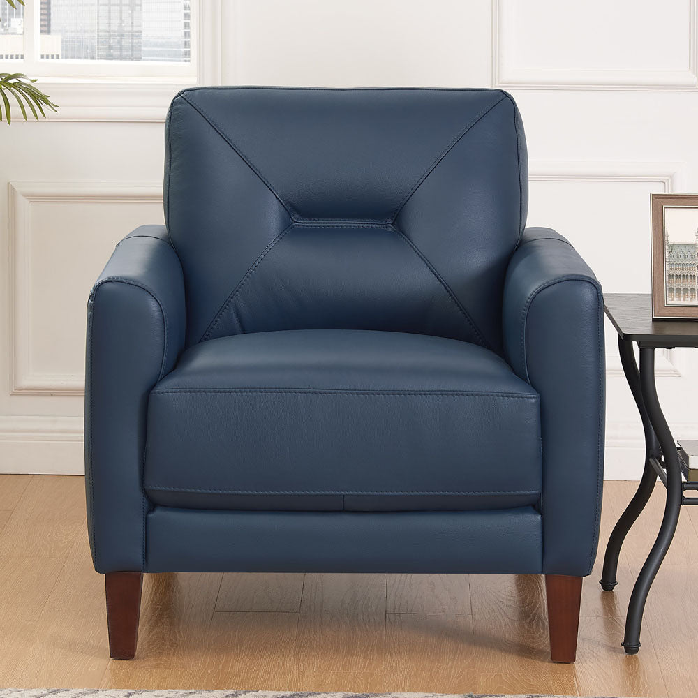 Mavis Leather Chair Navy Memory Foam Genuine Leather