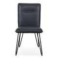 Leather Upholstered Metal Chair With Hairpin Style Legs Set Of 2, Black Black Metal
