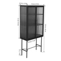 Elegant Floor Cabinet With 2 Tampered Glass Doors Living Room Display Cabinet With Adjustable Shelves Anti Tip Dust Free Easy Assembly Black Color Black Steel
