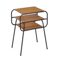Oak And Black 2 Shelf Accent Table Black Brown Primary Living Space Modern Shelves Rectangular Wood Metal Sled