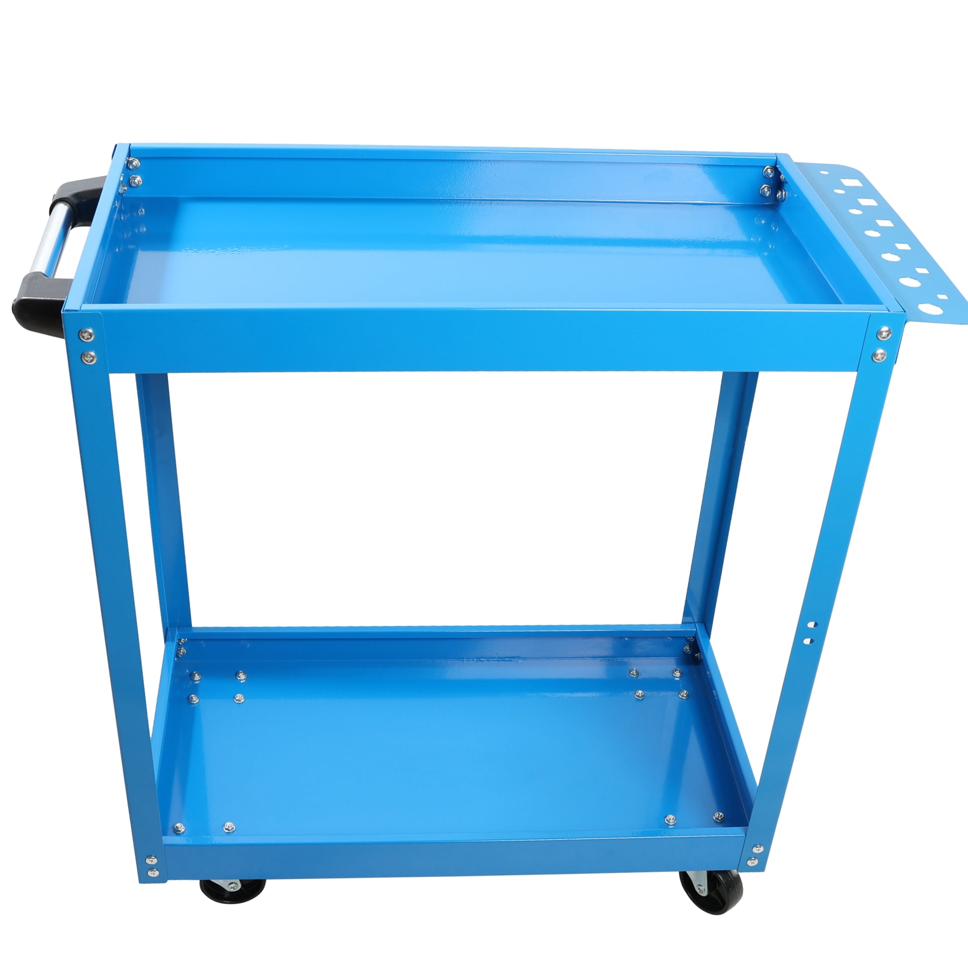 Tool Cart On Wheels, Heavy Duty Steel Utility Cart W Lockable Wheels, 400 Lbs Capacity Industrial Service Cart For Garage, Warehouse, Workshop Two Layer Bright Blue Blue Abs Steel Q235