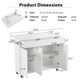 K&K 53.2'' Kitchen Island With Drop Leaf, Kitchen Storage Cart With Spice Rack, Towel Rack And 2 Drawers, Rolling Kitchen Island On Wheels With Adjustable Shelves For Kitchen, Dining Room, White White Brown Kitchen Artsy,Casual,Classic,Minimalist,Modern