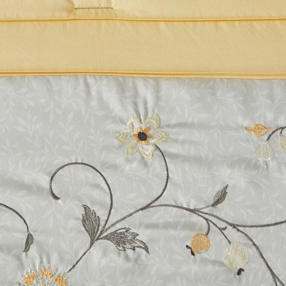 Embroidered 7 Piece Comforter Set Yellow King King Yellow Polyester