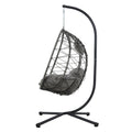 Egg Chair With Stand Indoor Outdoor Swing Chair Patio Wicker Hanging Egg Chair Hanging Basket Chair With Stand For Bedroom Living Room Balcony Gray Steel