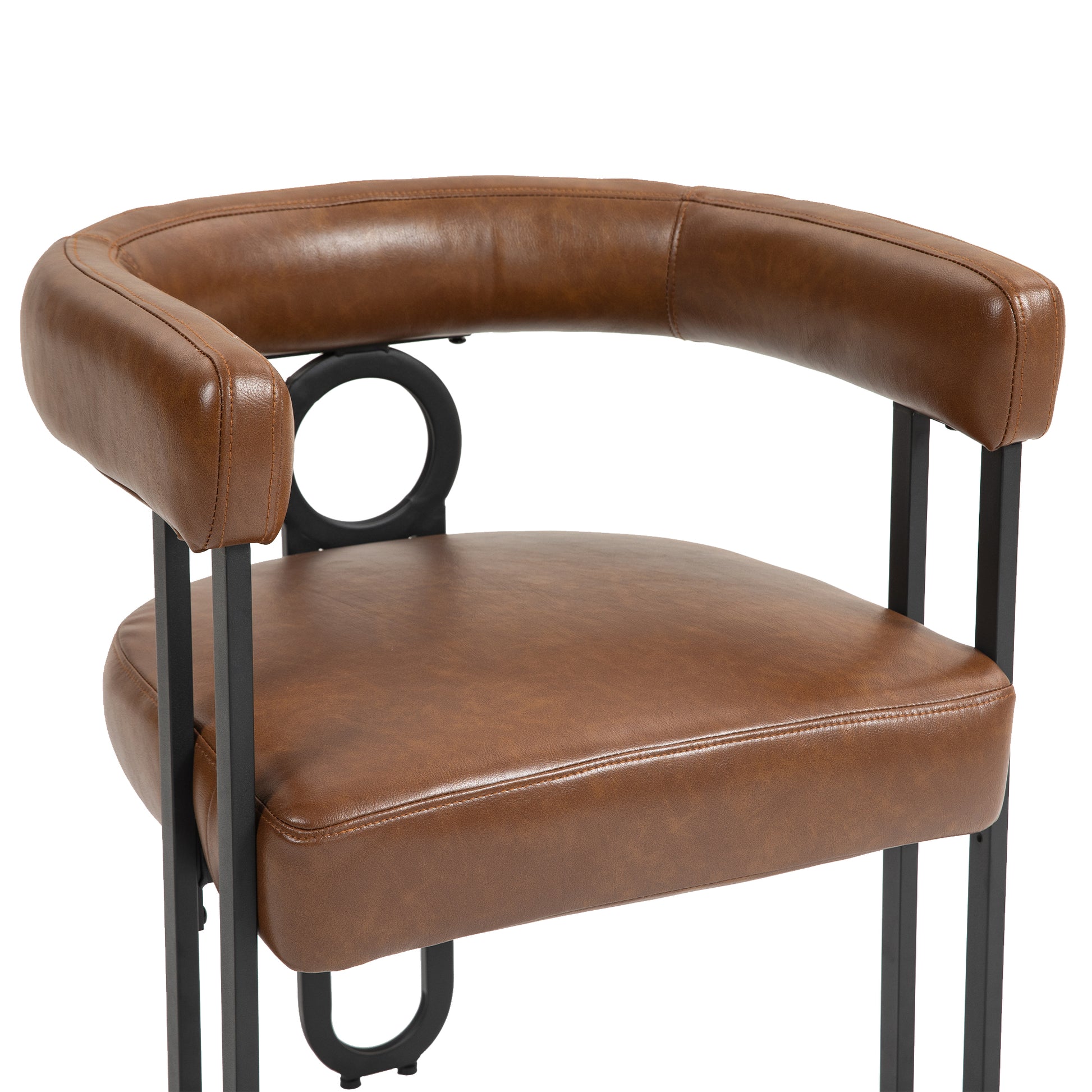 Coolmore Contemporary Designed Pu Fabric Upholstered Accent Dining Chair Barrel Side Chairs Kitchen Armchair For Living Room Set Of 2 Light Brown Pu Light Brown Dining Room Foam Pu Leather