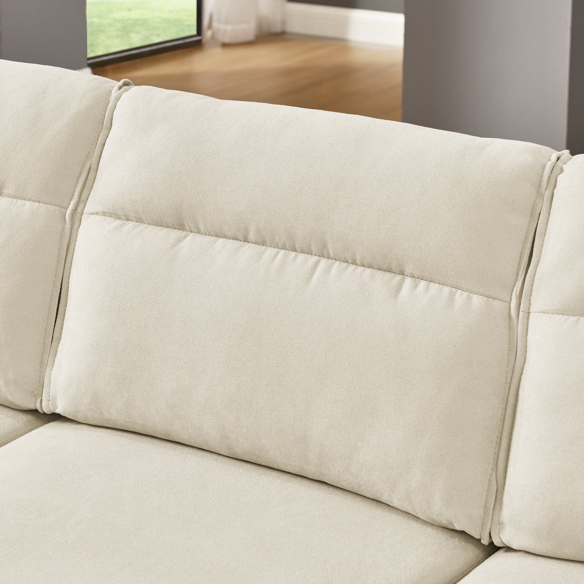 Modern Sofa 3 Seat Couch With Stainless Steel Trim And Metal Legs For Living Room,Package Compression Sofa Technology,Beige Beige Foam 3 Seat