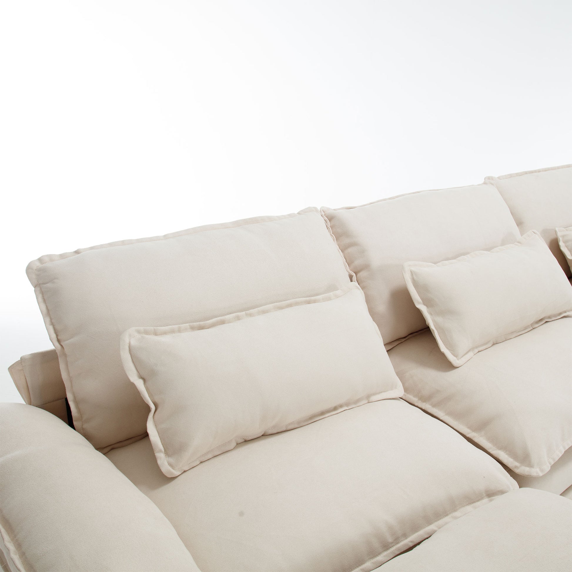 154.8" Oversized Modular Sofaice Velvet Large U Shaped Couch Comfy Upholstered 4 Seat Sofa With 2 Ottoman, 4 Lumbar Pillow, Deep Seat Couch For Living Room Beige Wood Primary Living Space Modern Foam Polyester 6 Seat