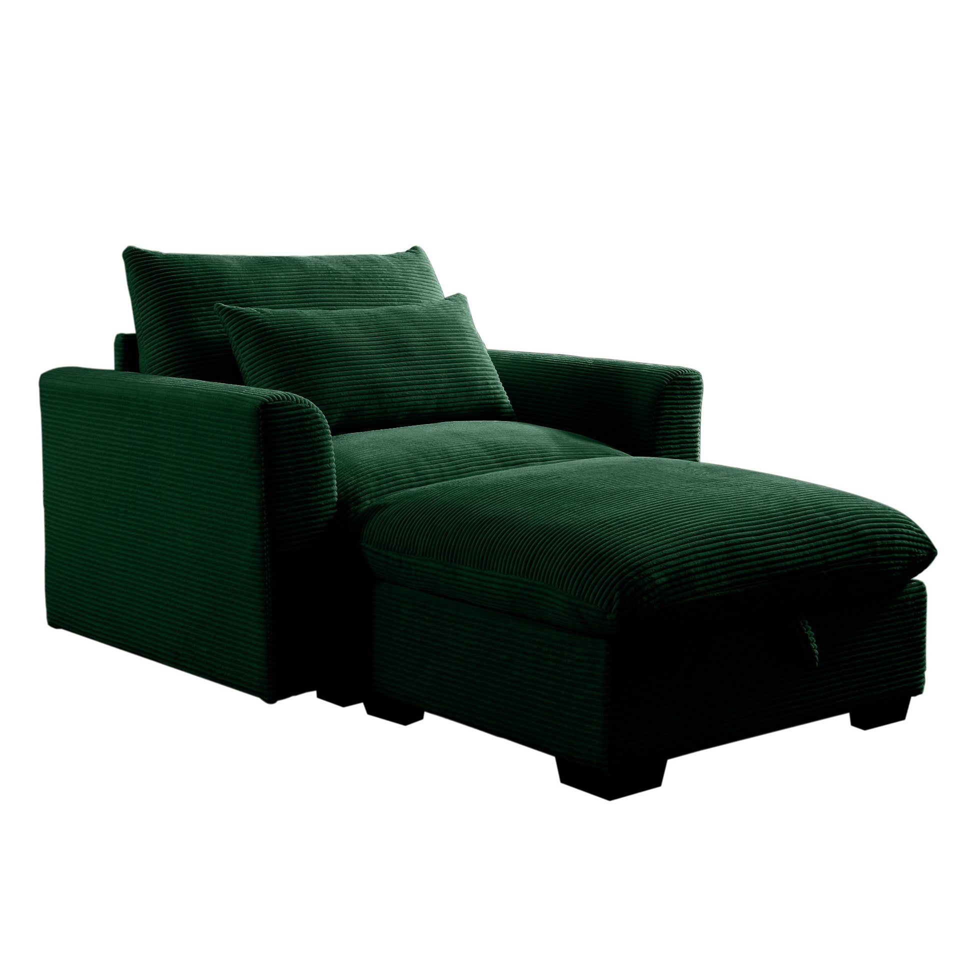 Green Corduroy Sofa Couch, Modular Couch With Storage Ottoman, Couch Deep Seat Couches For Modern Living Room Apartment Office Green Corduroy 1 Seat