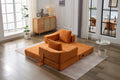 Modern Minimalist Sofa, Fold Out Sofa Bed, Convertible Chair Floor Couch & Sleeping Mattress For Living Room, Bedroom, Apartment, Removable Backrest, Orange Orange Chenille Soft Vintage Chenille 2 Seat