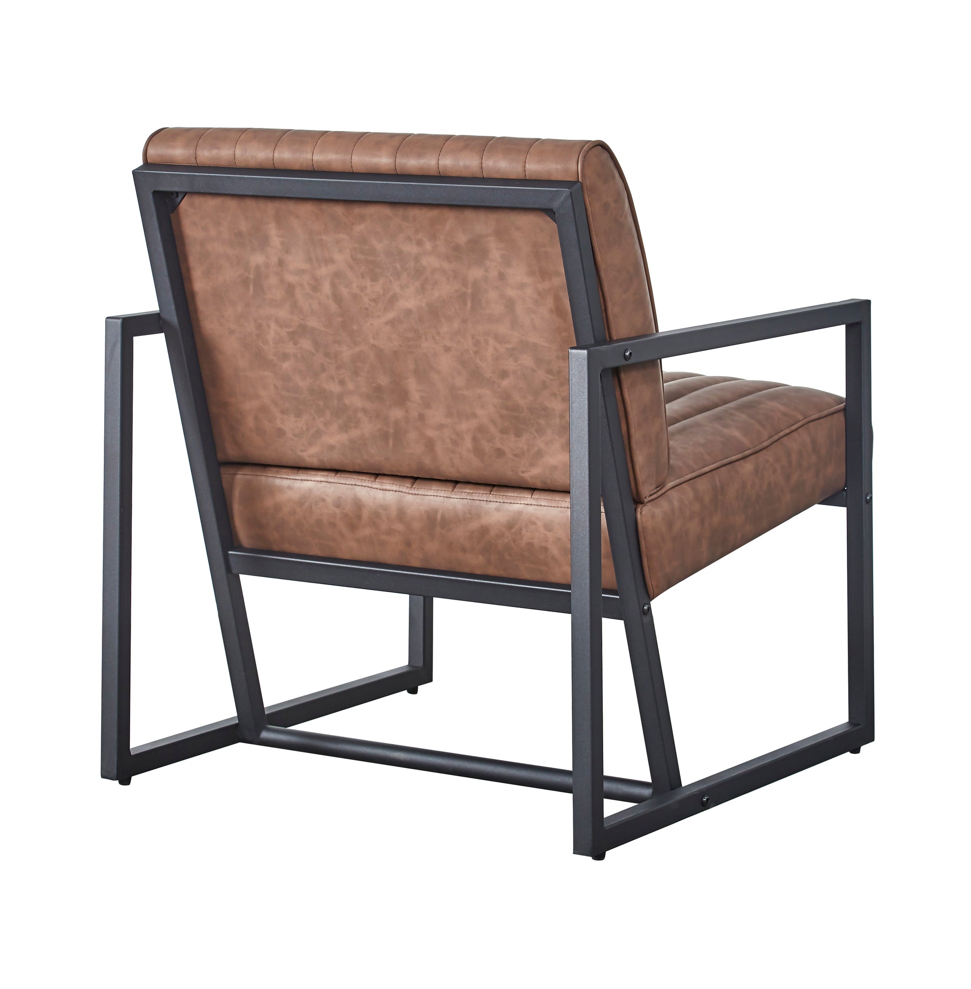Modern Design High Quality Pu Brown Steel Armchair For Kitchen, Dining, Bedroom, Living Room Brown Upholstered Leather