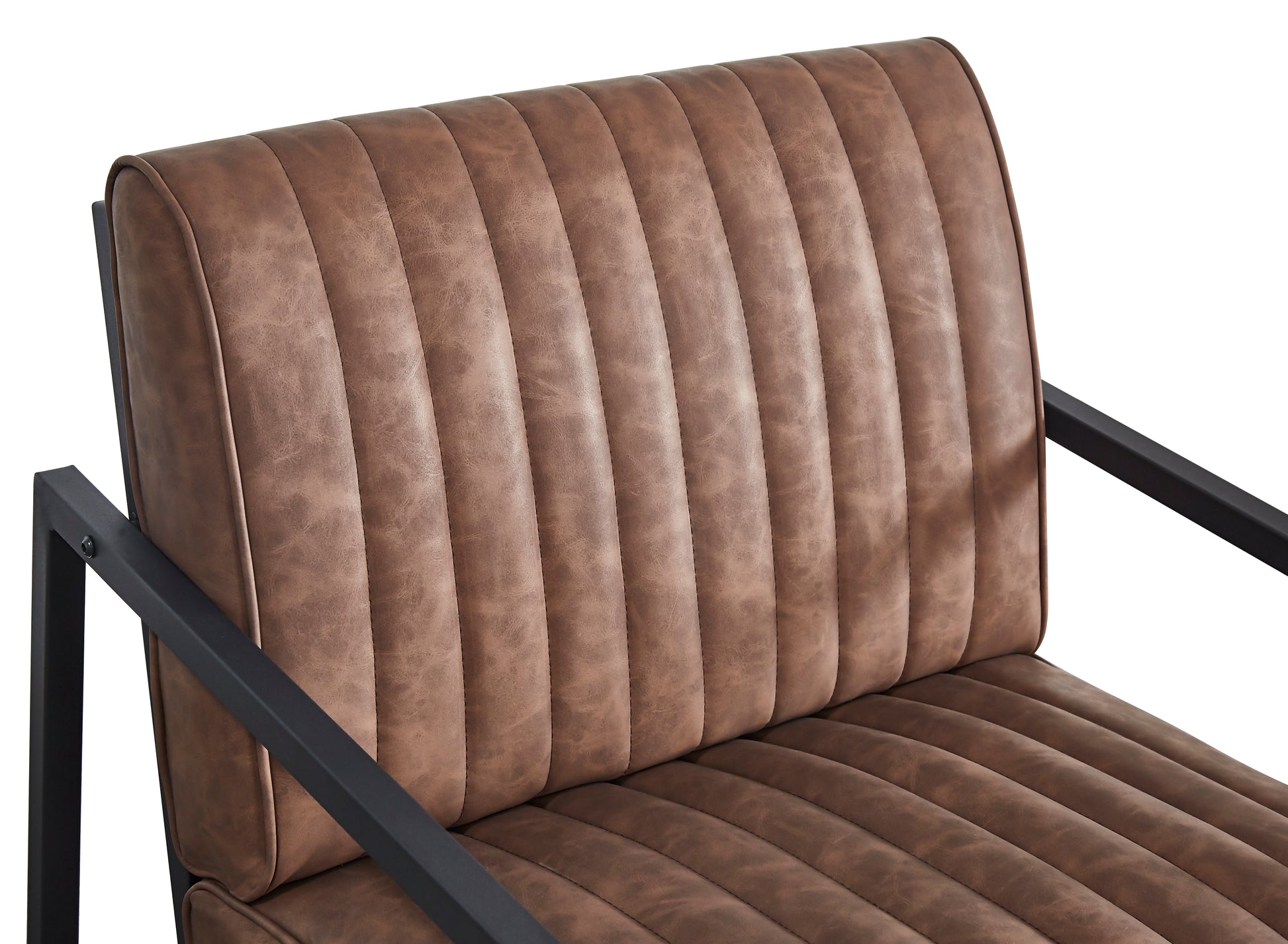 Modern Design High Quality Pu Brown Steel Armchair For Kitchen, Dining, Bedroom, Living Room Brown Upholstered Leather