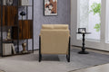 Leather Accent Chair Guest Chair For Living Room, Mid Century Armchair For Bedroom Khaki Pu