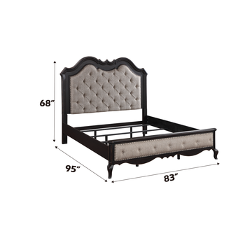 Chelmsford California King Bed, Beige Fabric & Antique Black Finish Bd02294Ck King Black Brown Fabric