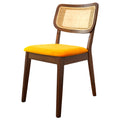 Kaden Orange Velvet Dining Chair Set Of 2 Yellow Brown Rattan,Solid Wood,Velvet